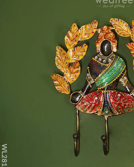 Decorative Key Hanger - Buddha With Leaves Wl2819 Metal Decor Hanging