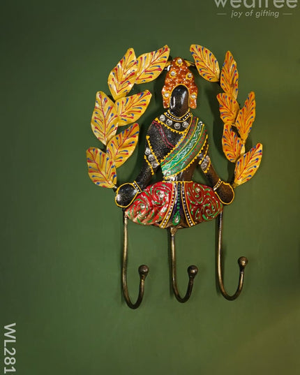 Decorative Key Hanger - Buddha With Leaves Wl2819 Metal Decor Hanging