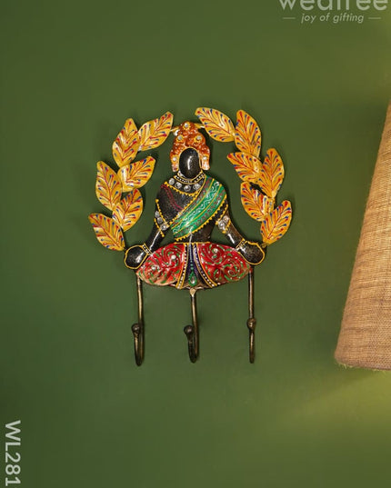 Decorative Key Hanger - Buddha With Leaves Wl2819 Metal Decor Hanging