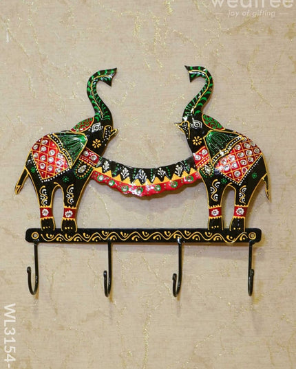 Decorative Key Hanger - Elephant Wl3154 Black Metal Decor Hanging