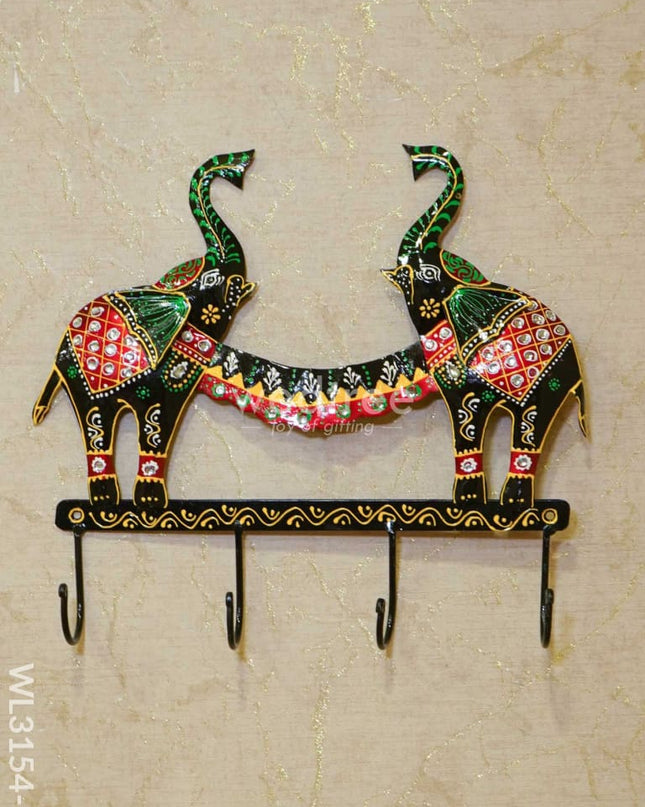 Decorative Key Hanger - Elephant Wl3154 Black Metal Decor Hanging