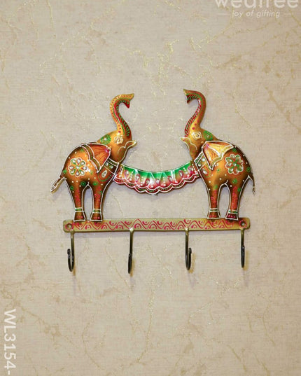 Decorative Key Hanger - Elephant Wl3154 Yellow Metal Decor Hanging