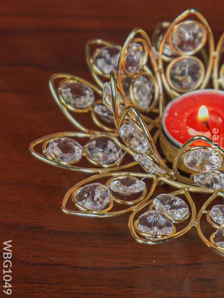 Decorative Lotus Shaped Crystal T Light Holder - Wbg1049 Candles And Votives