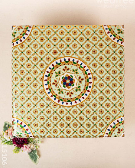 Decorative Meenakari Bajot - 16 x 16 inch - Green - WL5106-1 Meenakari Bajots & Manai