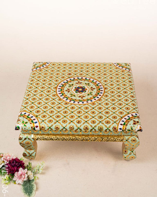 Decorative Meenakari Bajot - 16 x 16 inch - Green - WL5106-1 Meenakari Bajots & Manai
