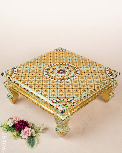 Decorative Meenakari Bajot - 16 x 16 inch - Green - WL5106-1 Meenakari Bajots & Manai