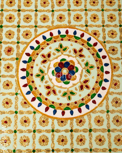 Decorative Meenakari Bajot - 16 x 16 inch - Green - WL5106-1 Meenakari Bajots & Manai