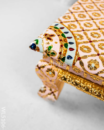 Decorative Meenakari Bajot - 16 x 16 inch - Pink - WL5106-3 Meenakari Bajots & Manai