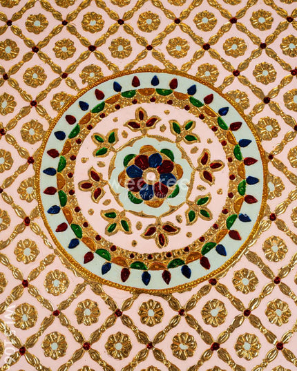 Decorative Meenakari Bajot - 16 x 16 inch - Pink - WL5106-3 Meenakari Bajots & Manai