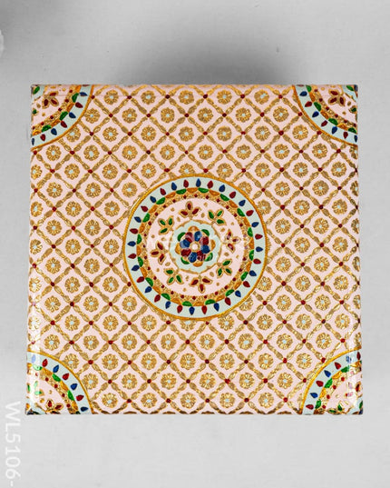 Decorative Meenakari Bajot - 16 x 16 inch - Pink - WL5106-3 Meenakari Bajots & Manai