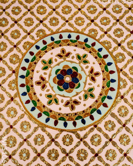 Decorative Meenakari Bajot - 16 x 16 inch - Pink - WL5106-3 Meenakari Bajots & Manai
