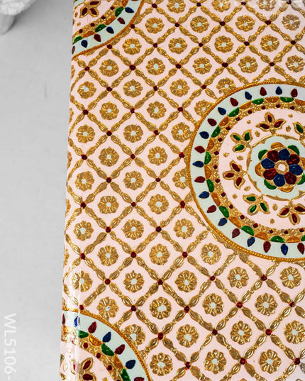 Decorative Meenakari Bajot - 16 x 16 inch - Pink - WL5106-3 Meenakari Bajots & Manai