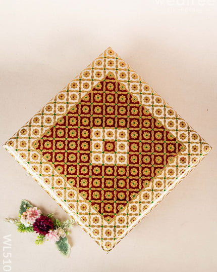 Decorative Meenakari Bajot - 16 x 16 inch - Red - WL5105 Meenakari Bajots & Manai