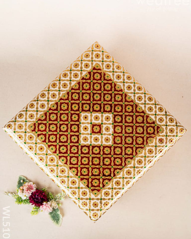 Decorative Meenakari Bajot - 16 x 16 inch - Red - WL5105 Meenakari Bajots & Manai