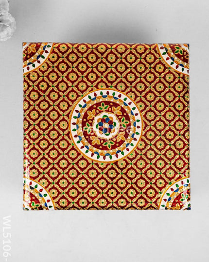 Decorative Meenakari Bajot - 16 x 16 inch - Pink - WL5106-4 Meenakari Bajots & Manai