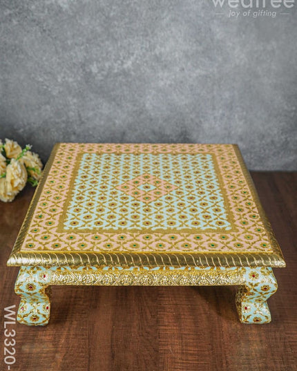 Decorative Meenakari Bajot - 16 x 16 inch - White & Green - WL3320-1 - Meenakari Bajots & Manai