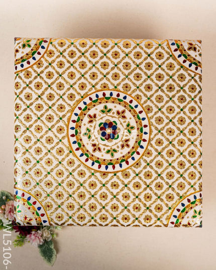 Decorative Meenakari Bajot - 16 x 16 inch - Red - WL5106-2 Meenakari Bajots & Manai