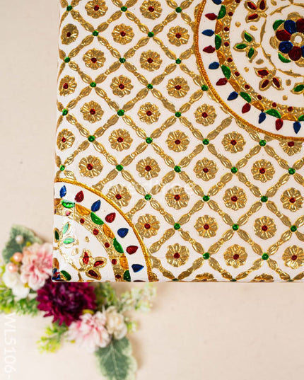 Decorative Meenakari Bajot - 16 x 16 inch - Red - WL5106-2 Meenakari Bajots & Manai