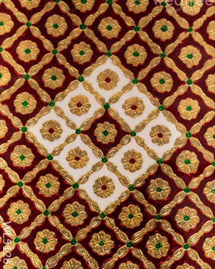 Decorative Meenakari Bajot - 18 x 18 inch - Red - WL5126-2 Meenakari Bajots & Manai