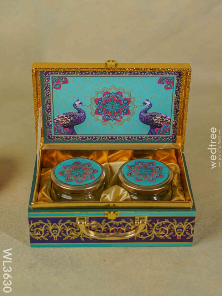 Decorative Peacock Designed 2 Jar Dry Fruit Box - Wl3630
