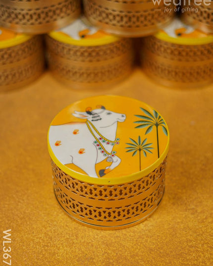 Pichwai Box - Yellow Wl3672 Metal Decor Utility