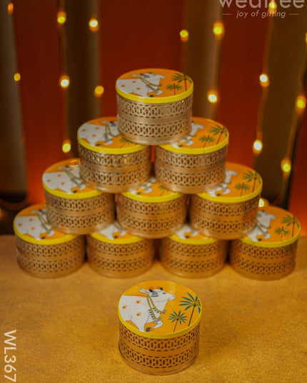 Pichwai Box - Yellow Wl3672 Metal Decor Utility