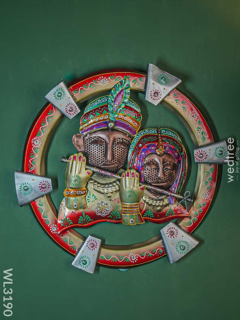 Decorative Radha Krishna Wall Hanging - Wl3190 Metal Decor