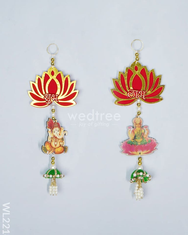 Decorative Thoran - Ganesha Lakshmi With Lotus (Set Of 2 ) Wl2214 Thorans