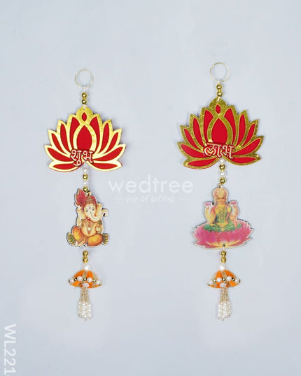 Decorative Thoran - Ganesha Lakshmi With Lotus (Set Of 2 ) Wl2214 Thorans