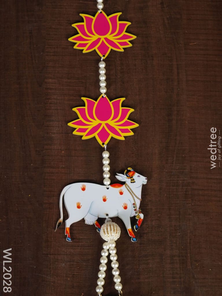 Decorative Thoran - Pichwai Cow With Lotus (Set Of 2) Wl2028 Thorans