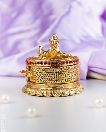 Designer Baby Krishna Kumkum Holder - WL5314 - Divine Gifts