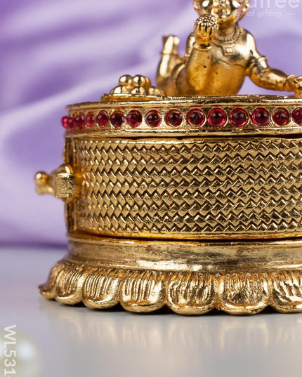 Designer Baby Krishna Kumkum Holder - WL5314 - Divine Gifts