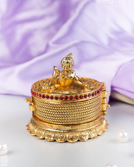 Designer Baby Krishna Kumkum Holder - WL5314 - Divine Gifts