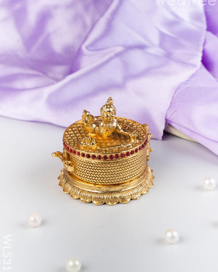 Designer Baby Krishna Kumkum Holder - WL5314 - Divine Gifts