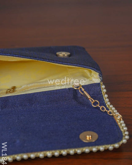 White Beaded Stone Work Clutch - Wl1844 Clutches And Purses