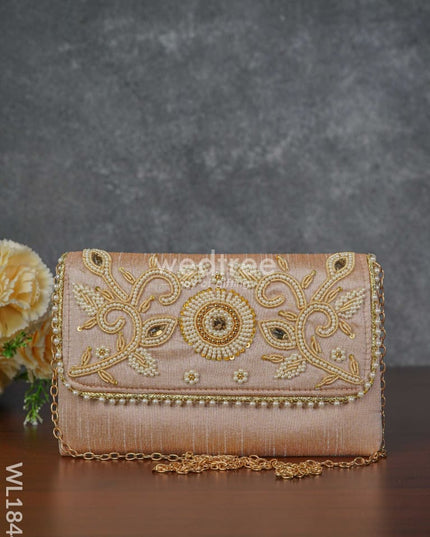 White Beaded Stone Work Clutch - Wl1844 Clutches And Purses