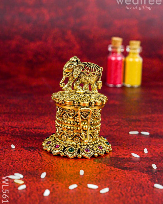 Designer Elephant Kumkum Holder - WL5612 - Divine Gifts