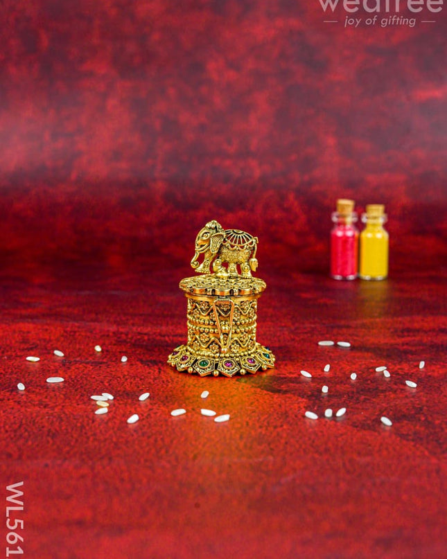 Designer Elephant Kumkum Holder - WL5612 - Divine Gifts