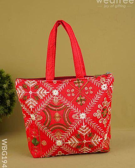 Designer Embroidery Handbag - 8 inch - WBG1945 - Hand Bags