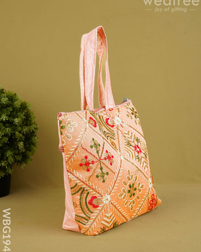 Designer Embroidery Handbag - 8 inch - WBG1945 - Hand Bags