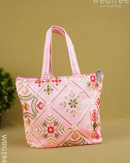 Designer Embroidery Handbag - 8 inch - WBG1945 - Hand Bags