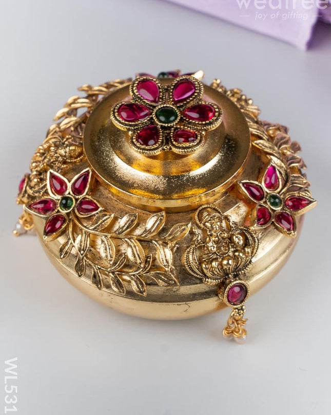 Designer Flower Kumkum Holder - WL5315 - Divine Gifts