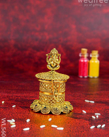 Designer Ganesha Kumkum Holder - WL5603 - Divine Gifts