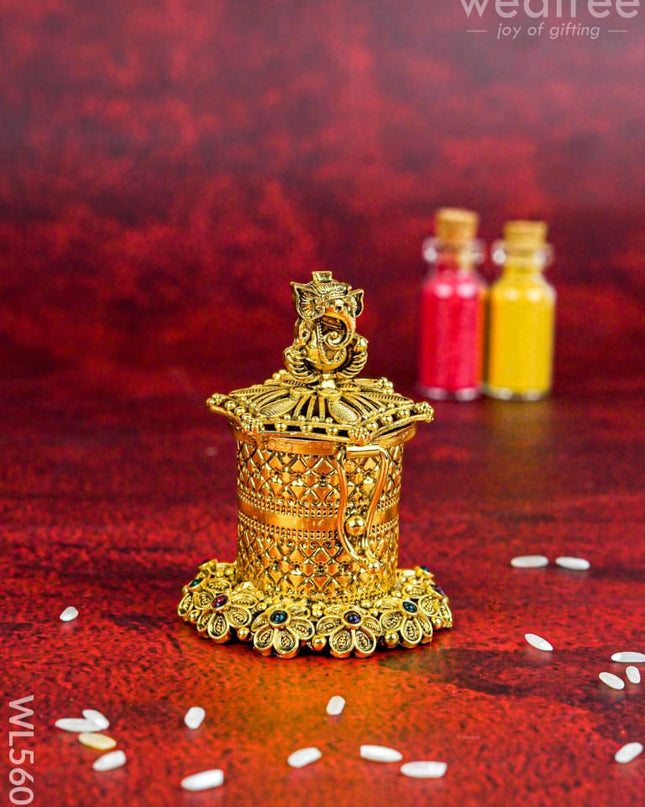 Designer Ganesha Kumkum Holder - WL5607 - Divine Gifts