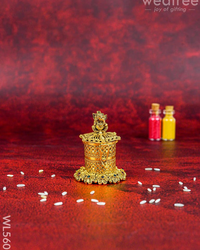 Designer Ganesha Kumkum Holder - WL5607 - Divine Gifts
