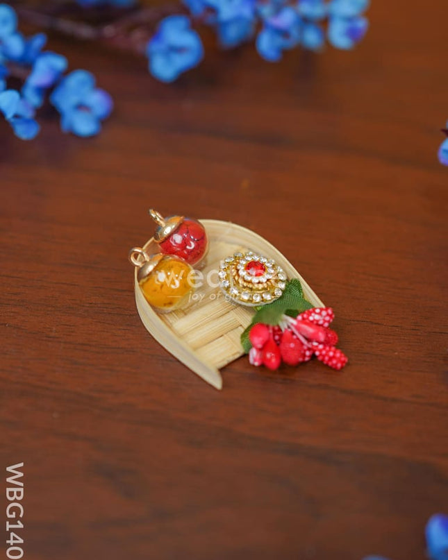 Designer Haldi Kumkum Set - Wbg1405 Fancy Holder Rg