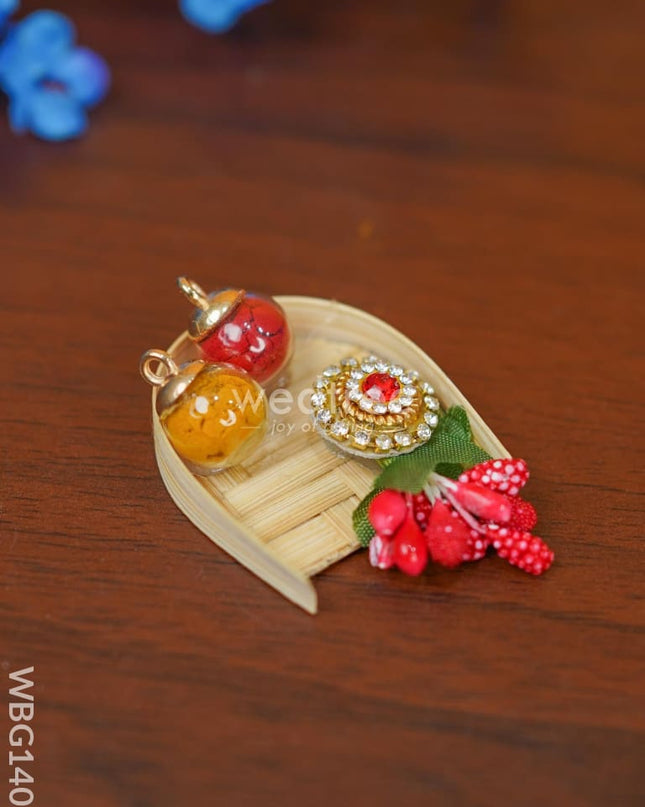 Designer Haldi Kumkum Set - Wbg1405 Fancy Holder Rg