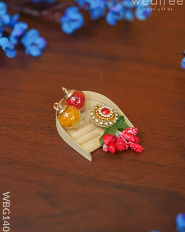 Designer Haldi Kumkum Set - Wbg1405 Fancy Holder Rg