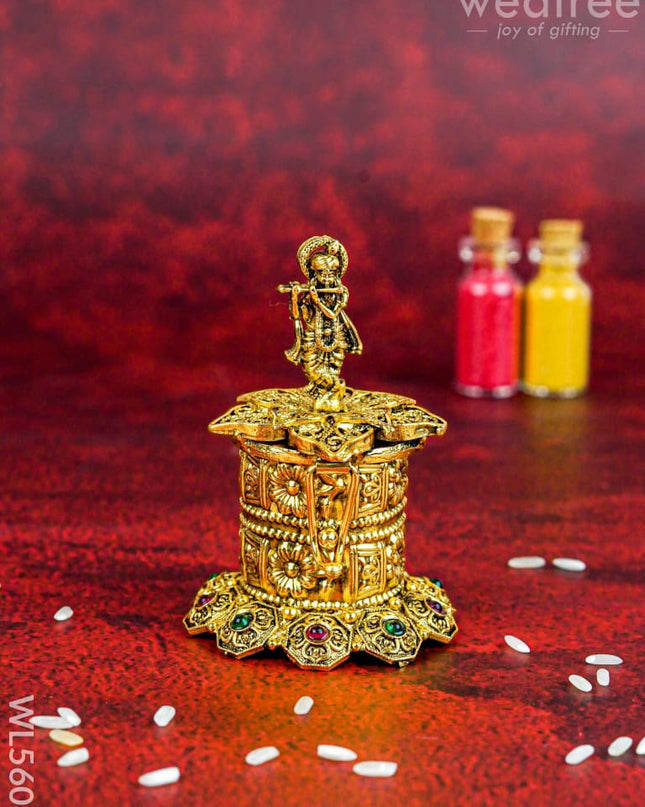 Designer Krishna Kumkum Holder - WL5608 - Divine Gifts