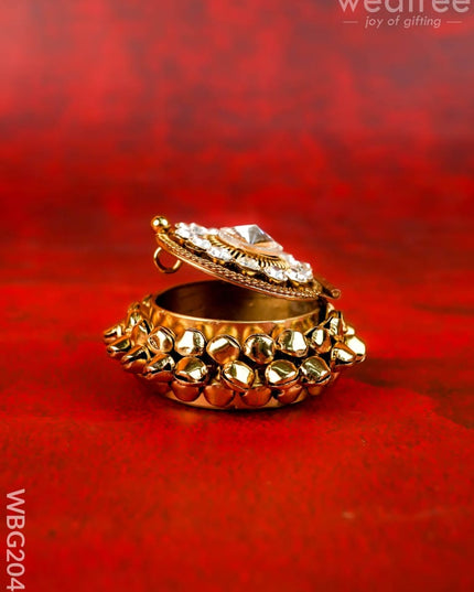 Designer Kumkum Dibbi - WBG2044 - Metal Kumkum Holder - RG